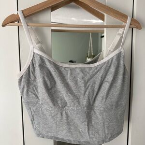 aerie Corset Bralette Tank in Heather Gray with White Trim Womens XL